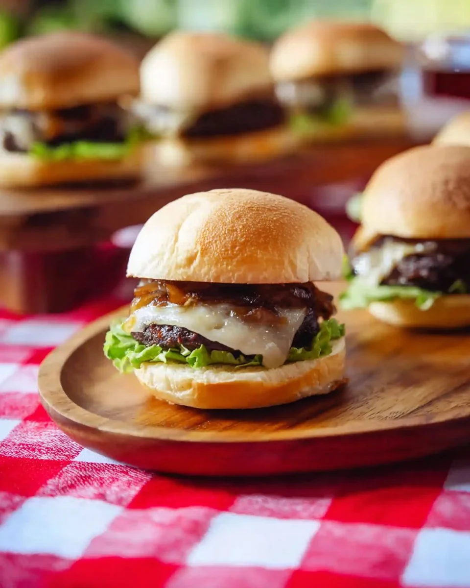Delicious Canadian style Portabella Mushroom Sliders served on a plate