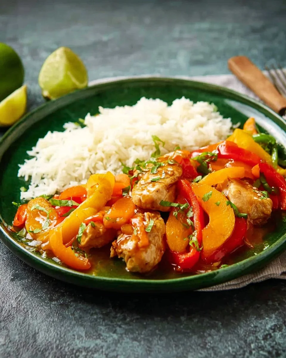 Delicious Thai Peach Chicken with vibrant colors and fresh ingredients