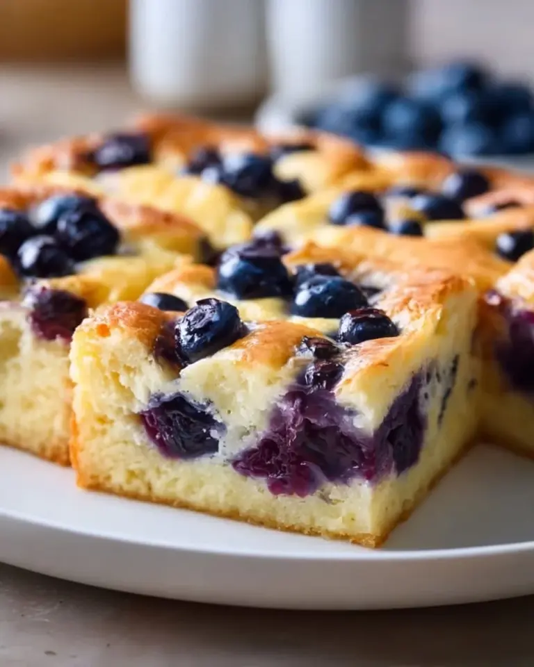 Delicious Blueberry Cottage Cheese Breakfast Bake ready to serve.