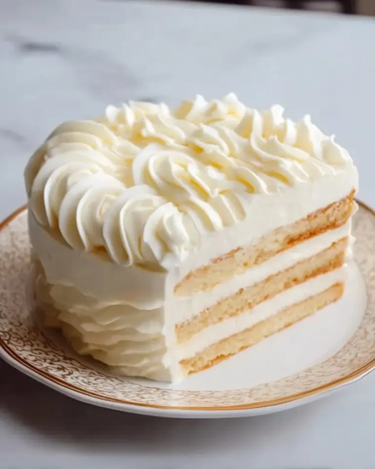 Deliciously creamy Chantilly frosting on a cake