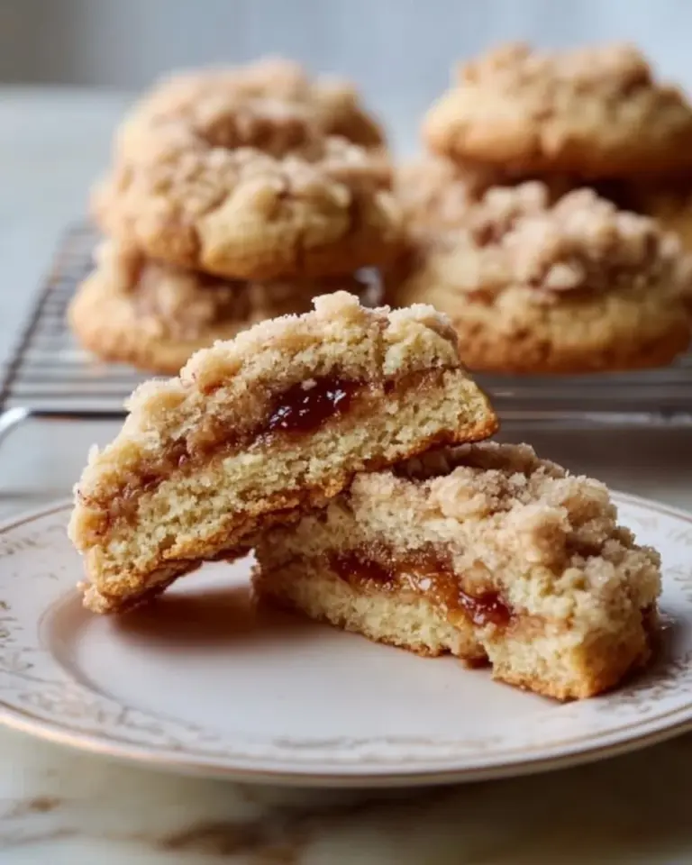 Freshly baked coffee cake cookies on a wooden table