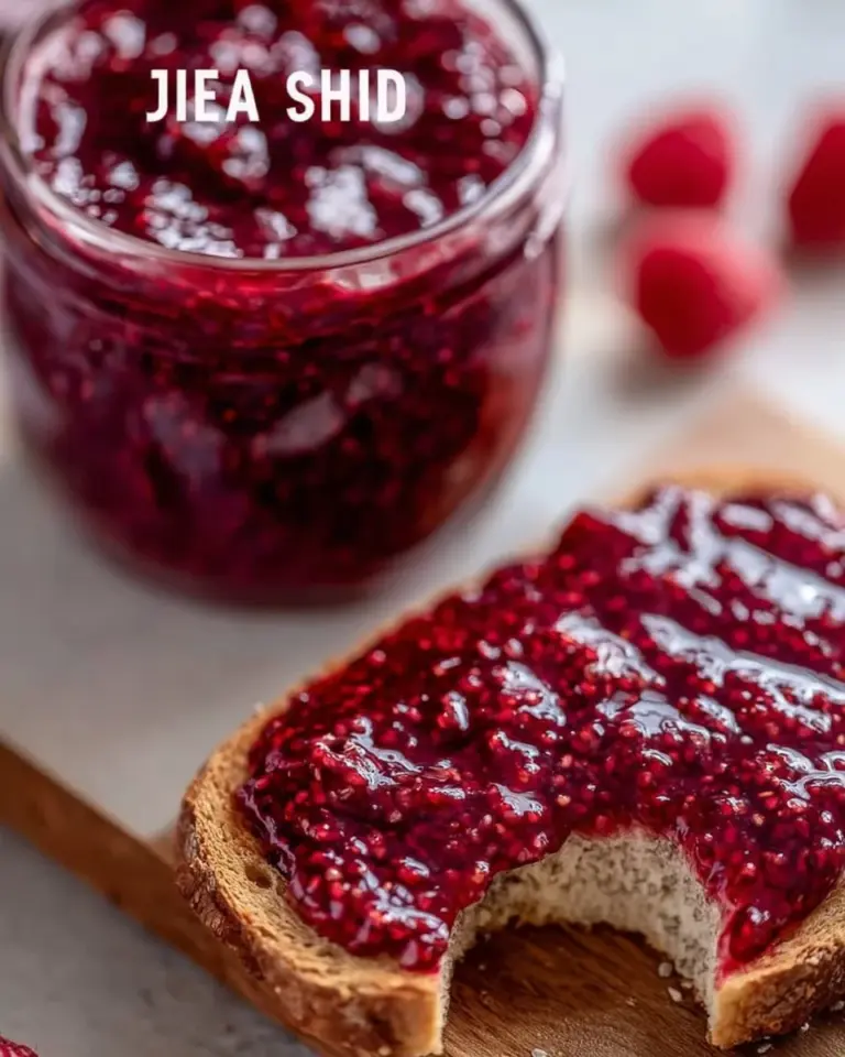 Homemade healthy chia seed jam spread on toast