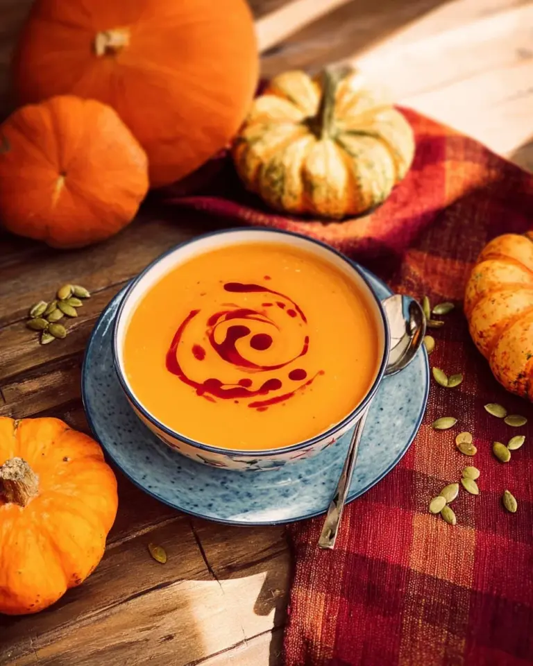 Bowl of Jamaican Pumpkin Soup garnished with herbs and spices