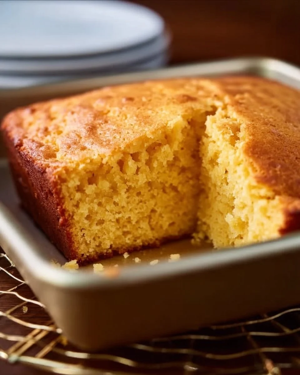A slice of homemade low carb cornbread on a wooden table.