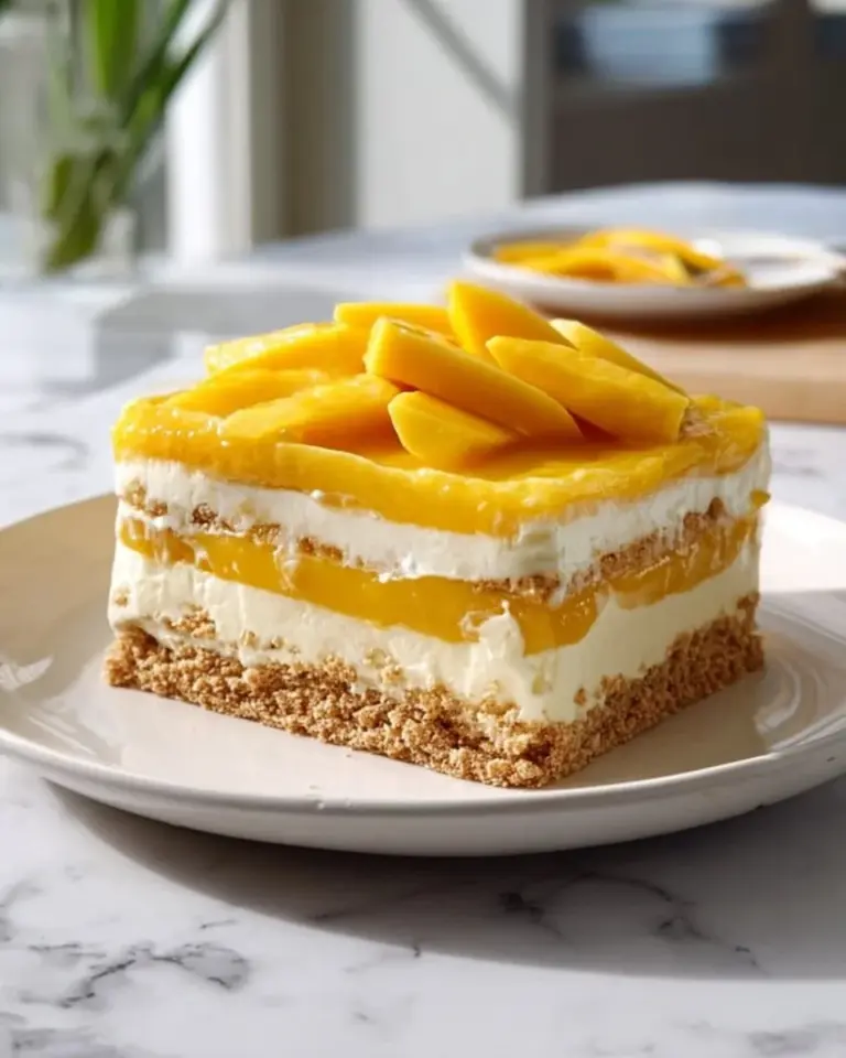 Delicious Mango Float dessert with layers of mangoes and cream