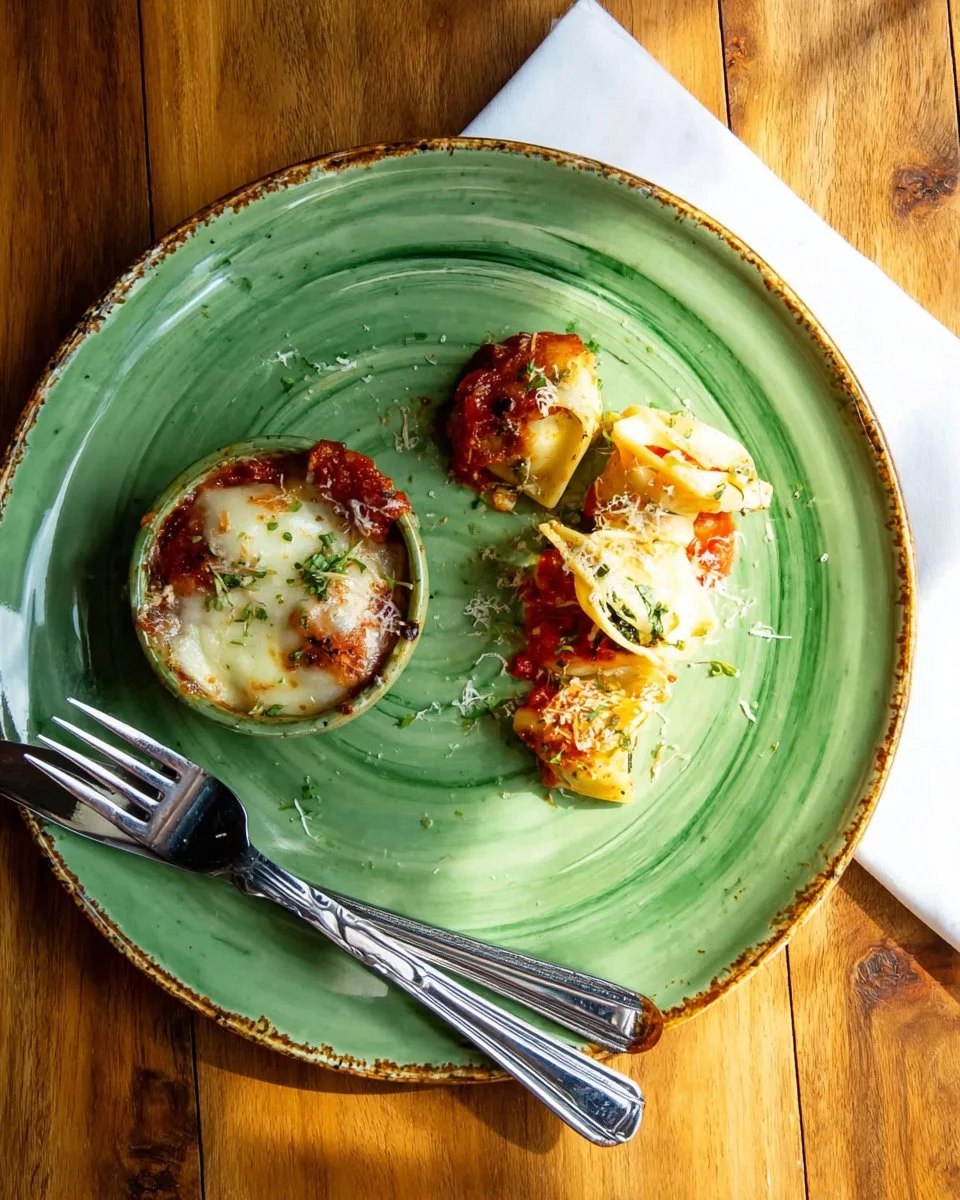 Pizza Stuffed Mushrooms with pepperoni and cheese on a plate
