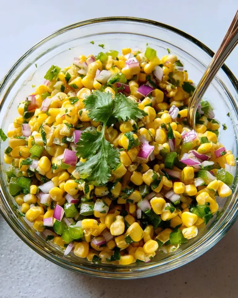 Bowl of roasted chili corn salsa inspired by Chipotle recipe.