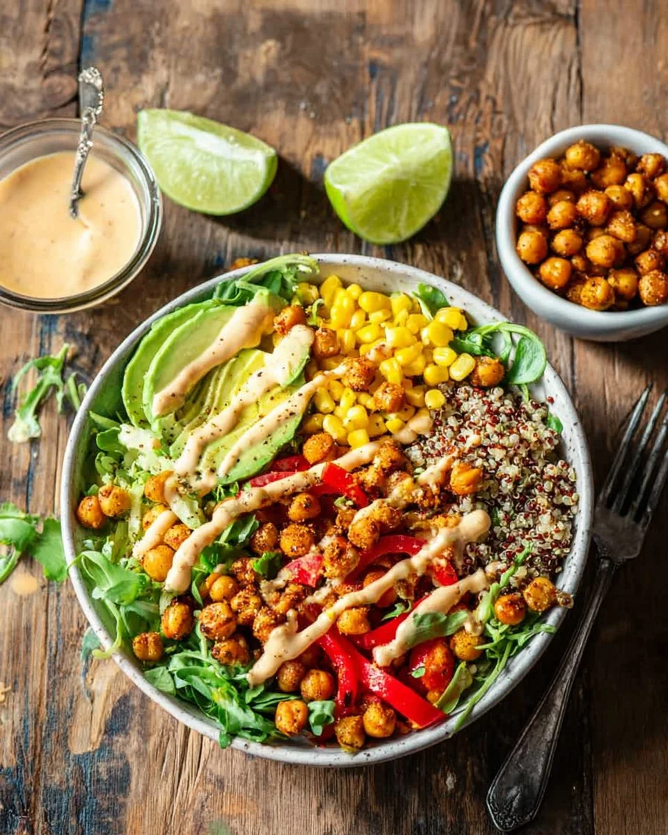 Sriracha Chicken Burrito Bowl with fresh ingredients and vibrant colors