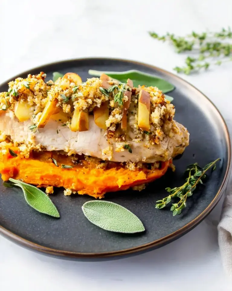 Sweet Potato Apple Turkey Bake dish with colorful ingredients ready to serve