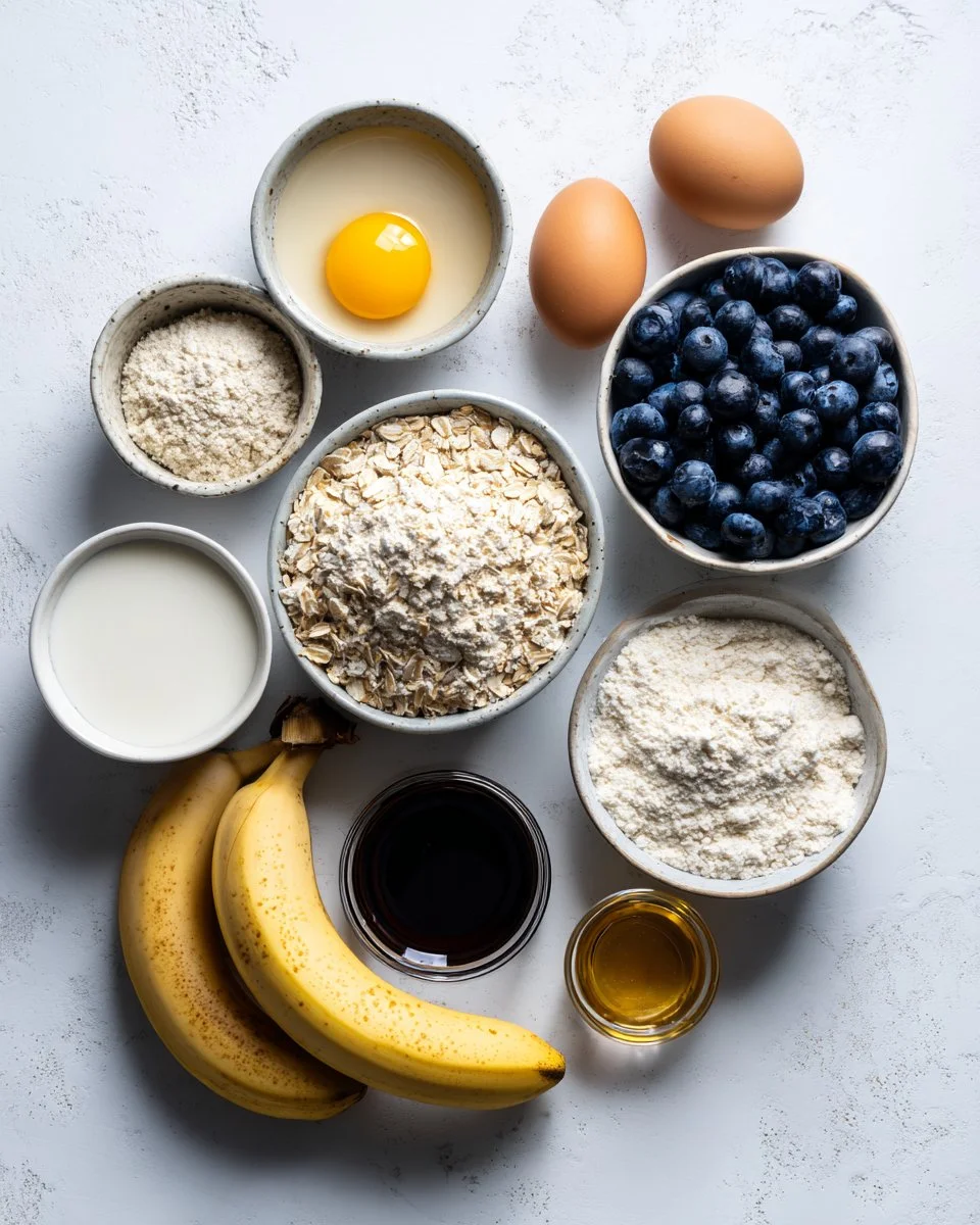 Banana Blueberry Oatmeal Muffins