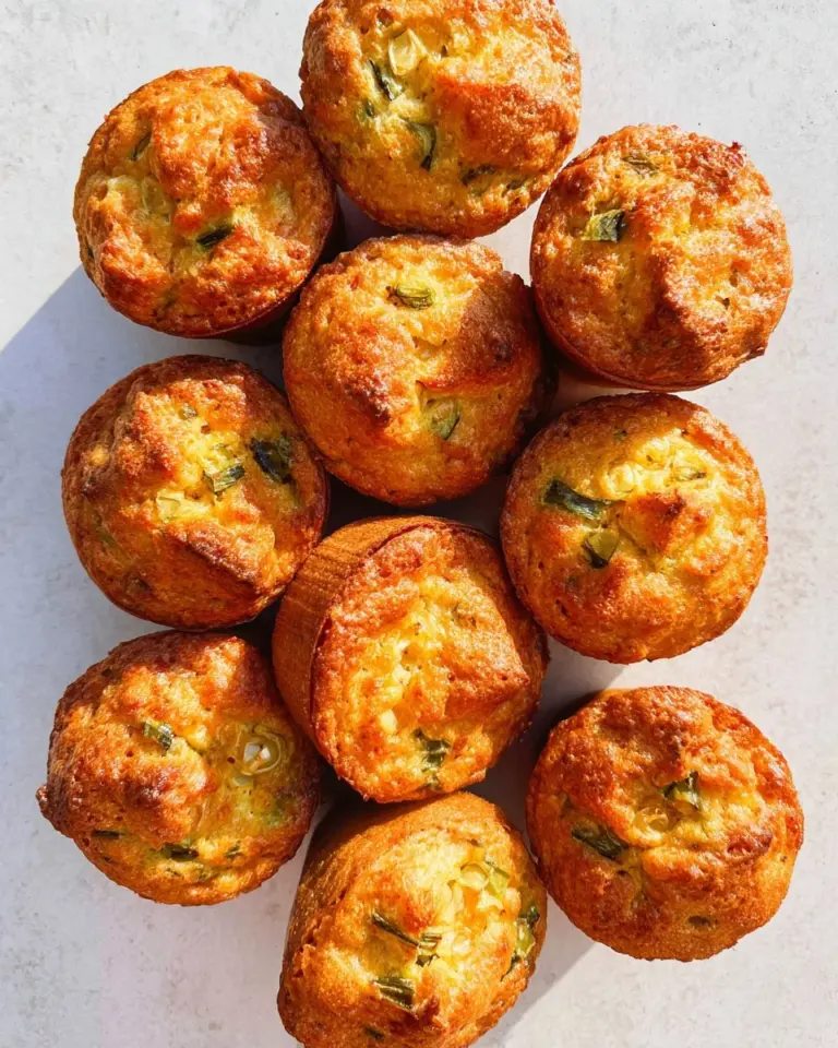 Cheesy sweet potato corn muffins displayed on a wooden platter
