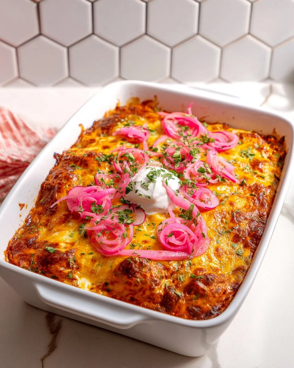 Chicken Enchilada Casserole (Quick + Easy Recipe!)