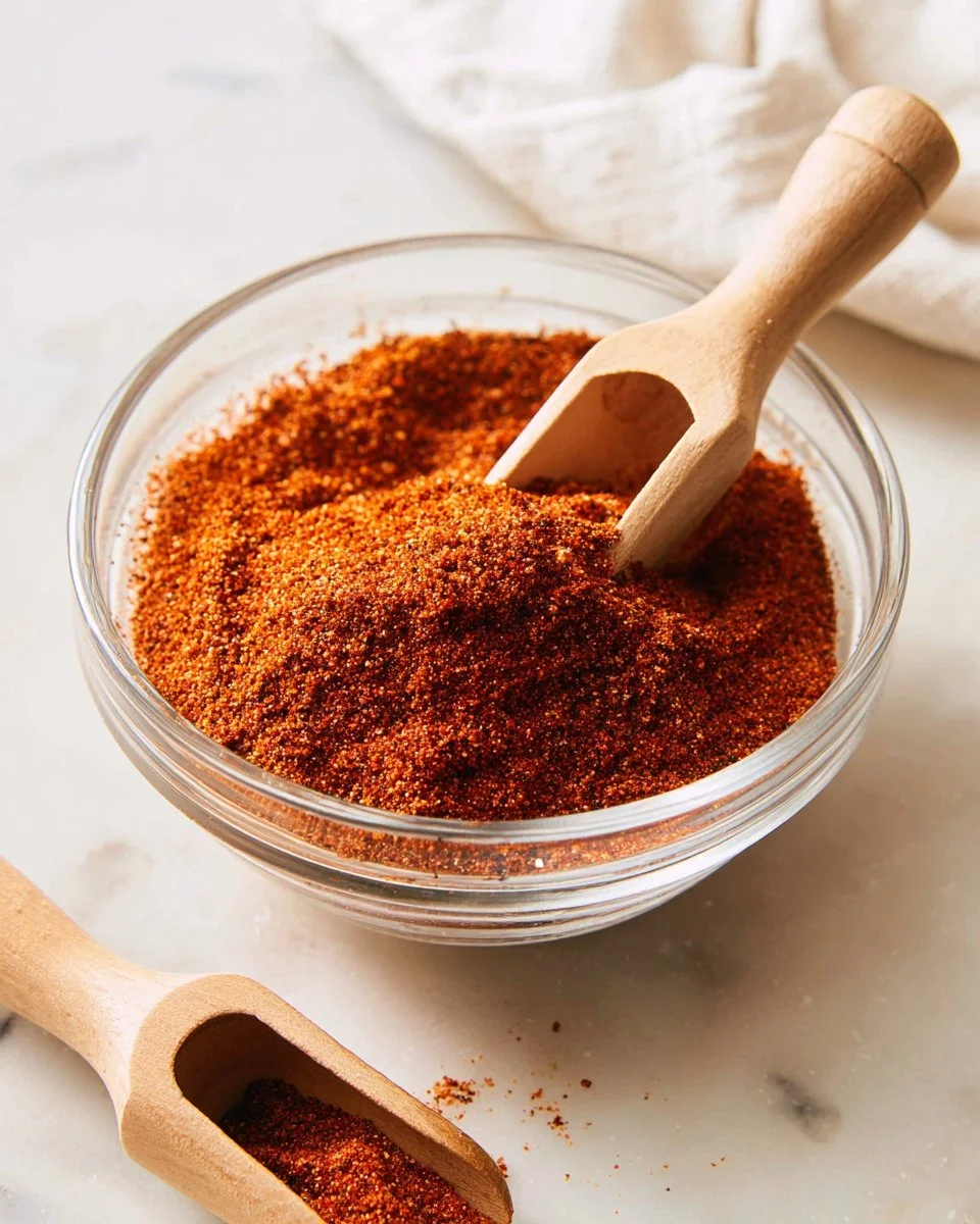 Homemade chili seasoning mix in a bowl with spices and herbs