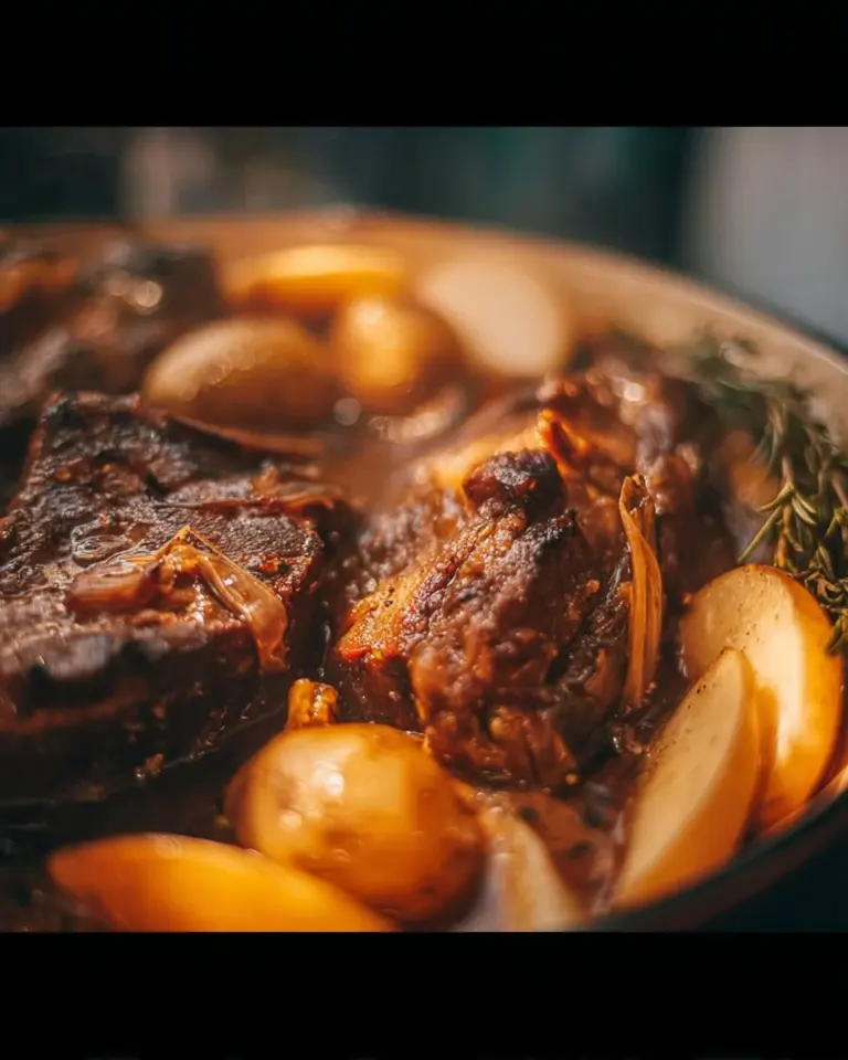 Fall apart tender chuck roast cooked in a crock pot for a delicious meal.