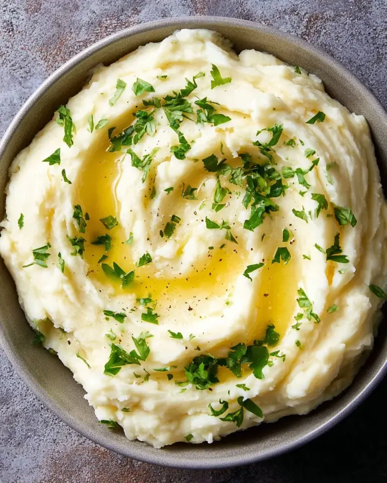 Creamy parsnip puree recipe served in a bowl with a garnish
