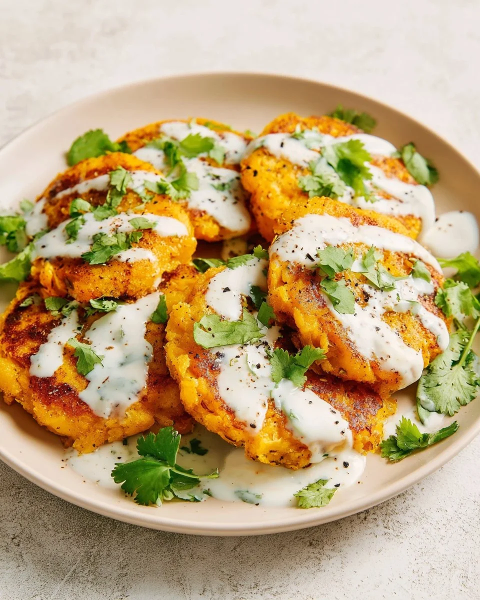 Crispy homemade salmon patties on a white plate with fresh herbs