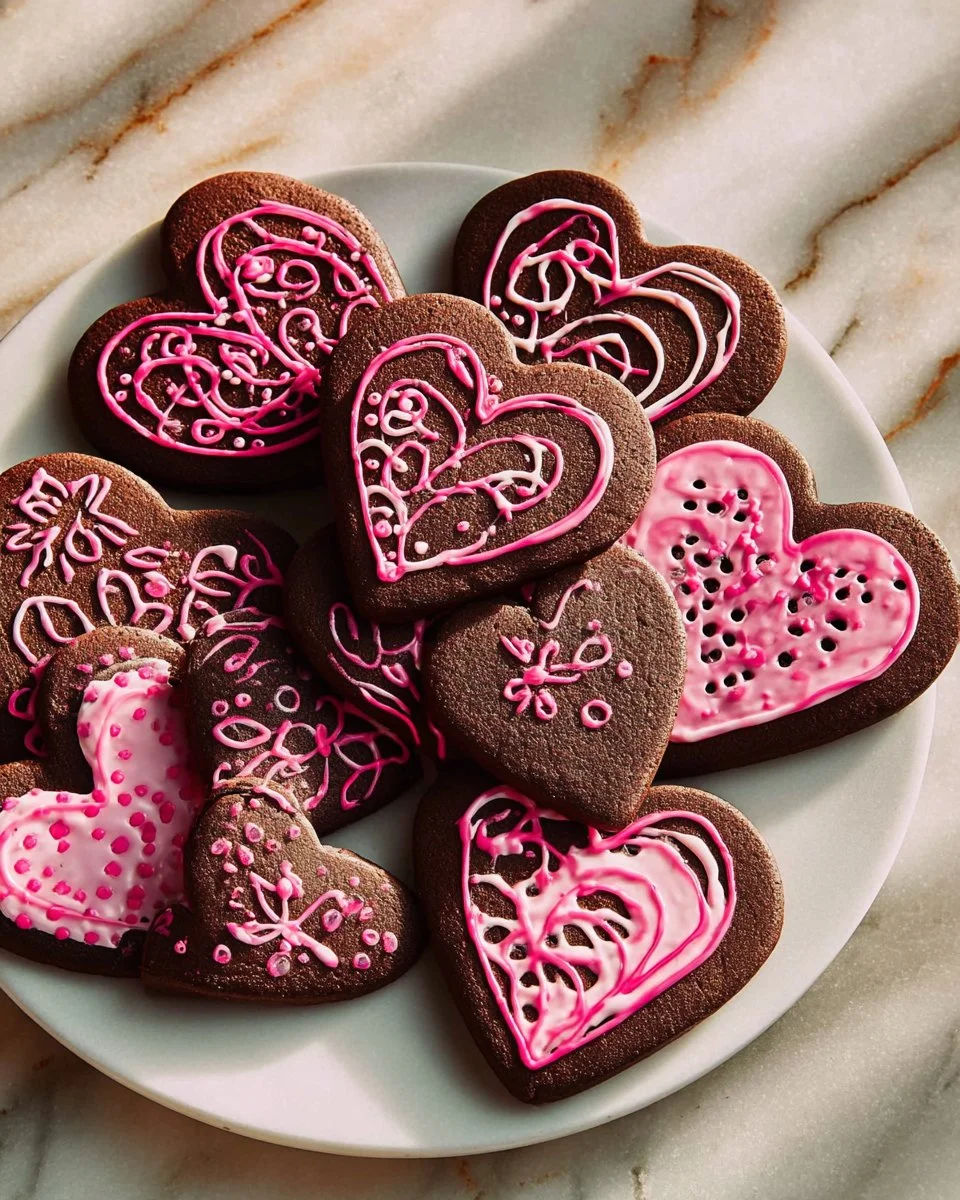 Heart-Shaped Valentine's Cookies (Chocolate Sugar Cookies)