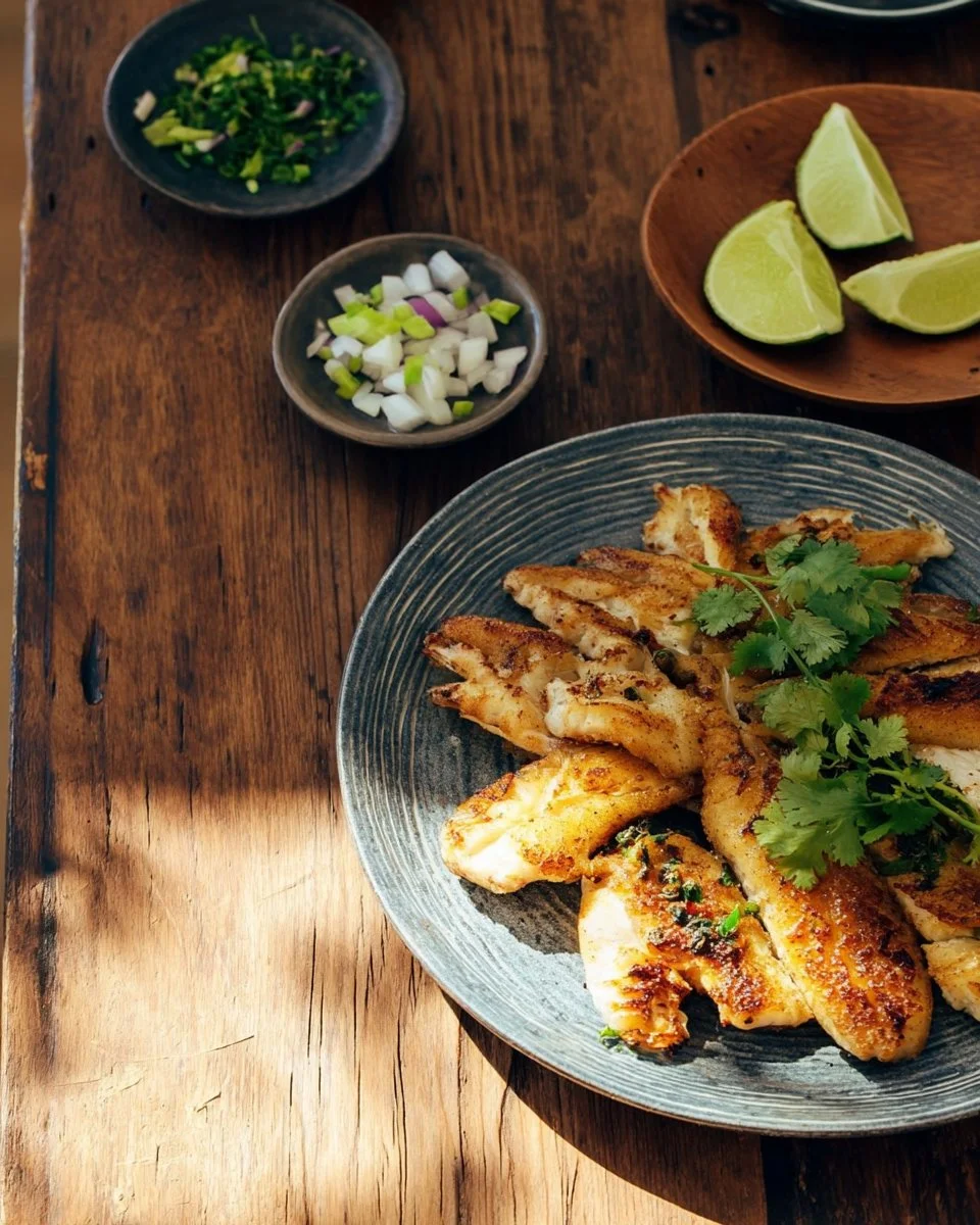 Delicious Kerala Fish Fry served with spices and herbs