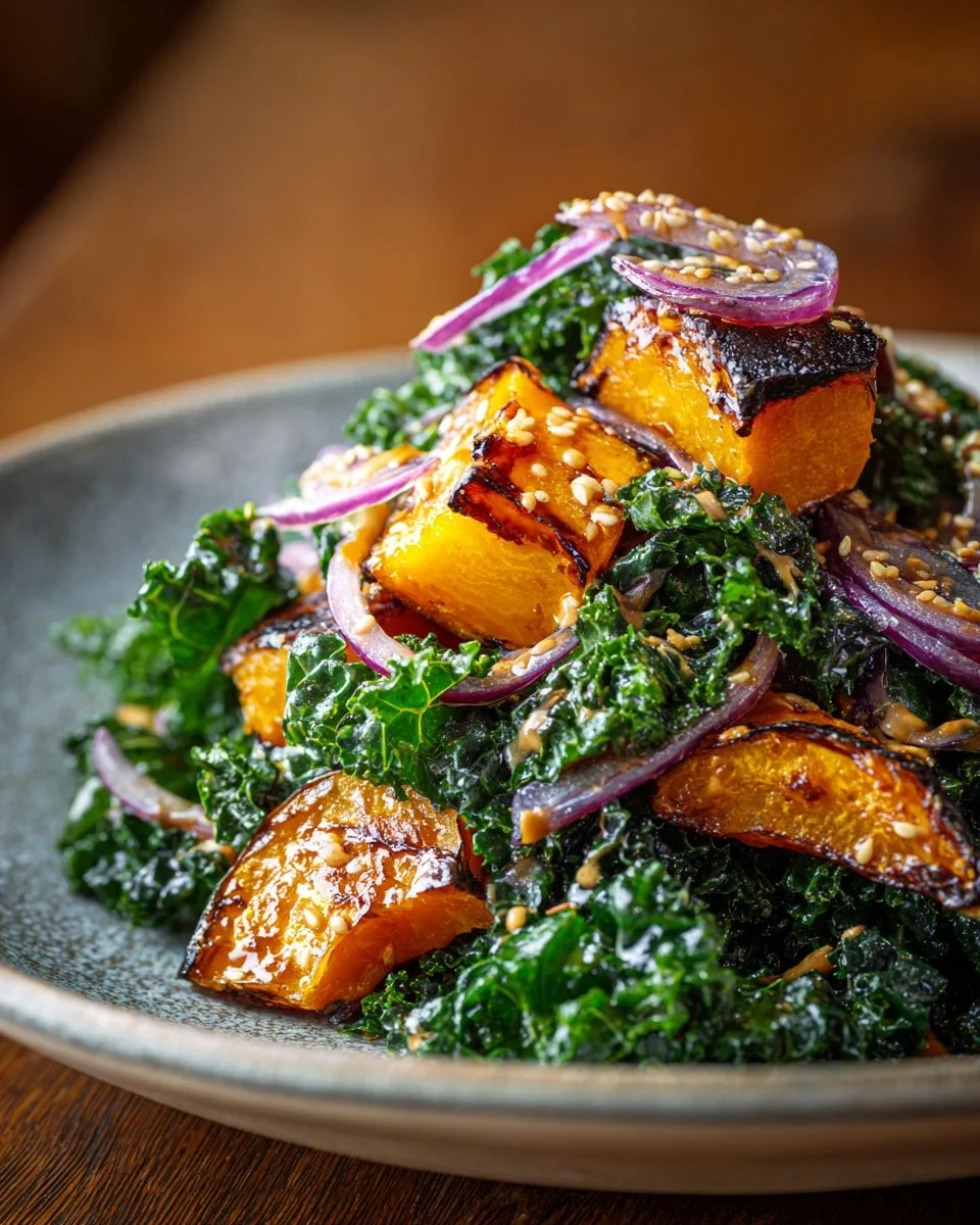 Miso Glazed Pumpkin Kale Salad