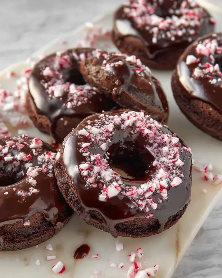 Delicious peppermint sweet potato donuts decorated for the holidays