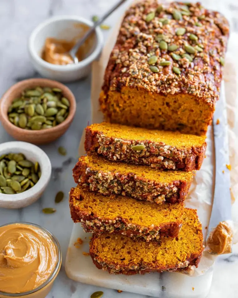 Delicious pumpkin bread with nut crumble topping, perfect for fall