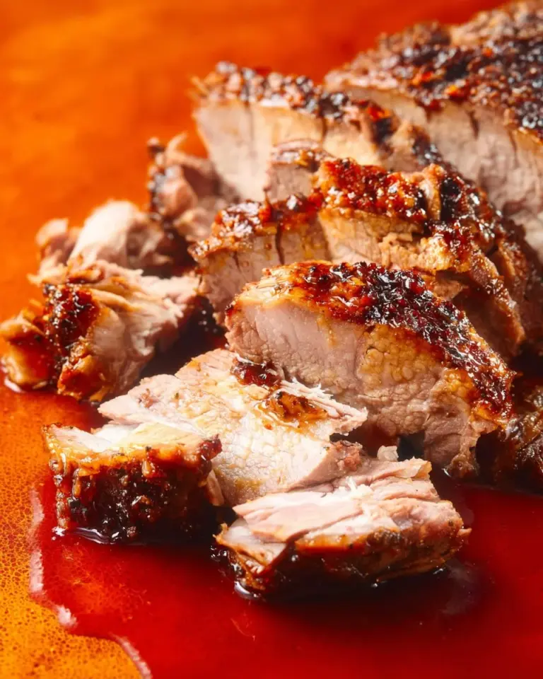 Slow Cooker Pork Loin served with a delicious sauce.