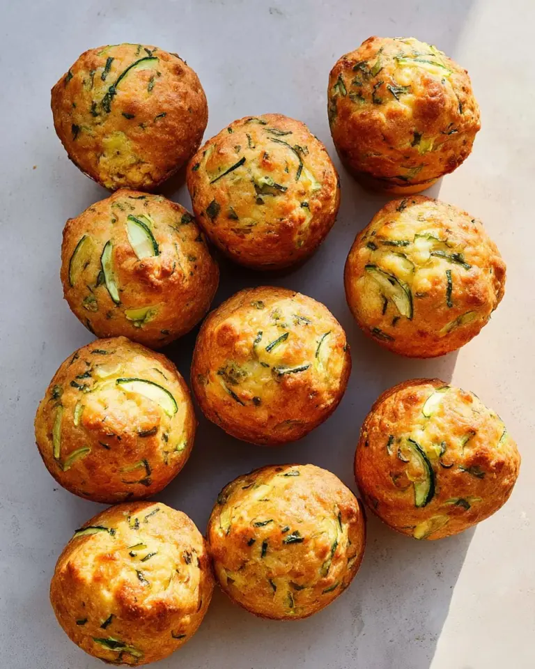 Delicious zucchini feta muffins topped with herbs, perfect for breakfast or snacks.