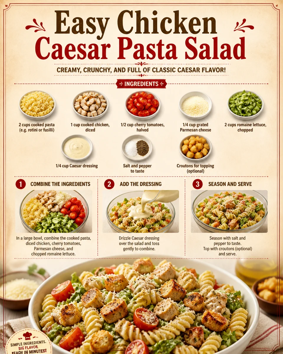 Easy Chicken Caesar Pasta Salad