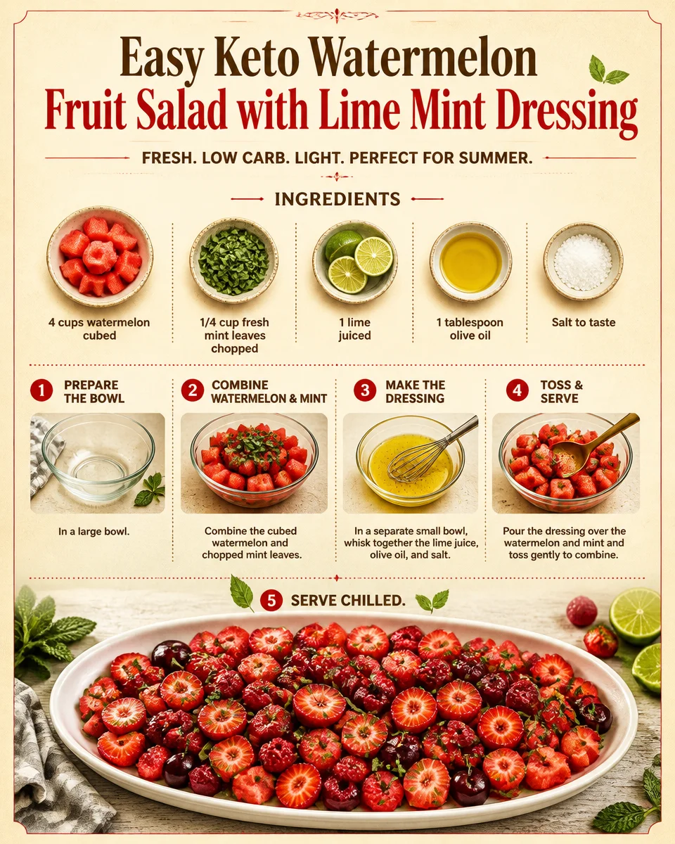 Easy Keto Watermelon Fruit Salad with Lime Mint Dressing