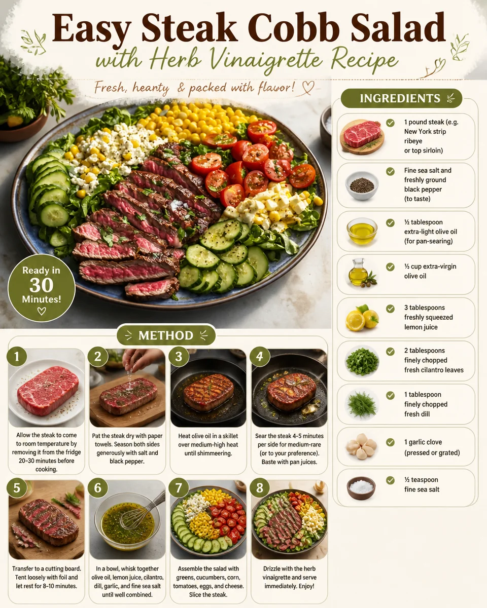 Easy Steak Cobb Salad with Herb Vinaigrette Recipe
