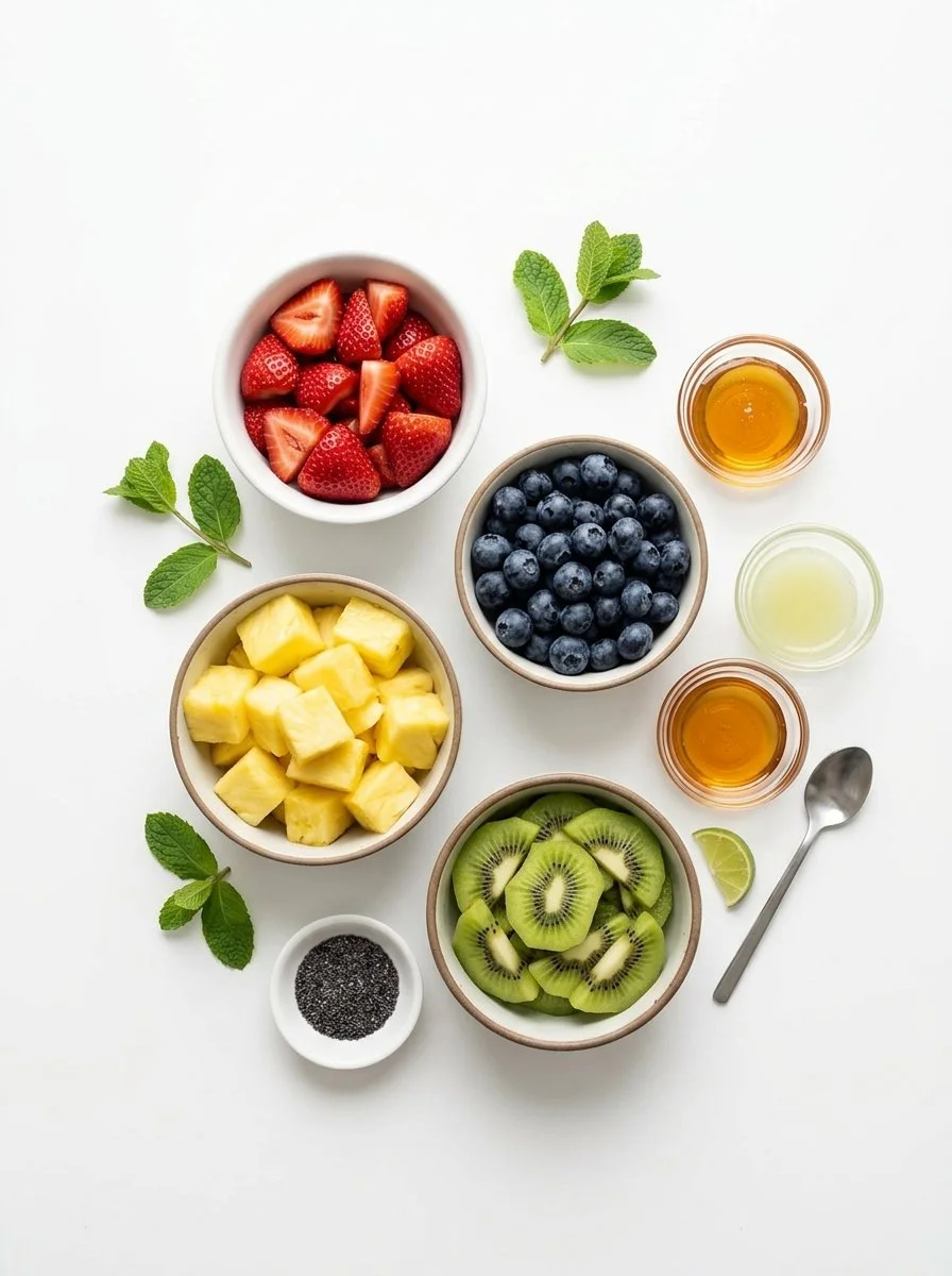Fruit Salad with Honey Lime Poppy Seed Dressing