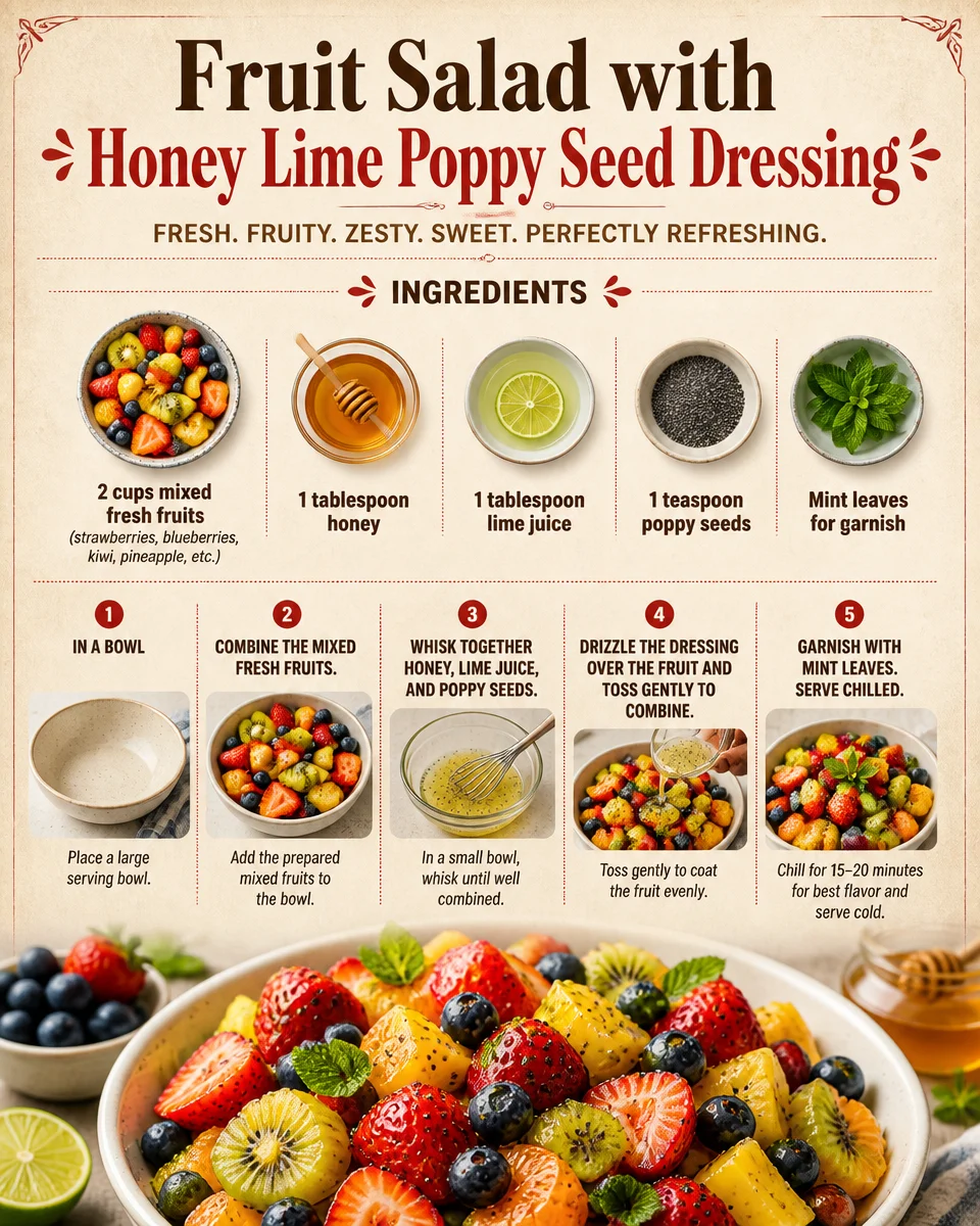 Fruit Salad with Honey Lime Poppy Seed Dressing
