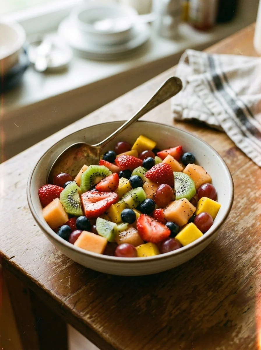 Fruit Salad with Honey Lime Poppy Seed Dressing