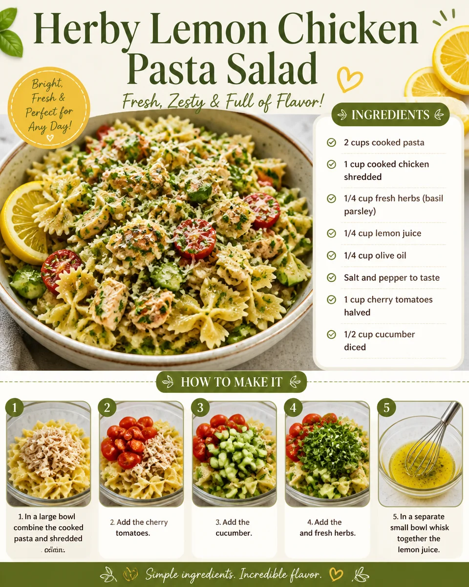 Herby Lemon Chicken Pasta Salad