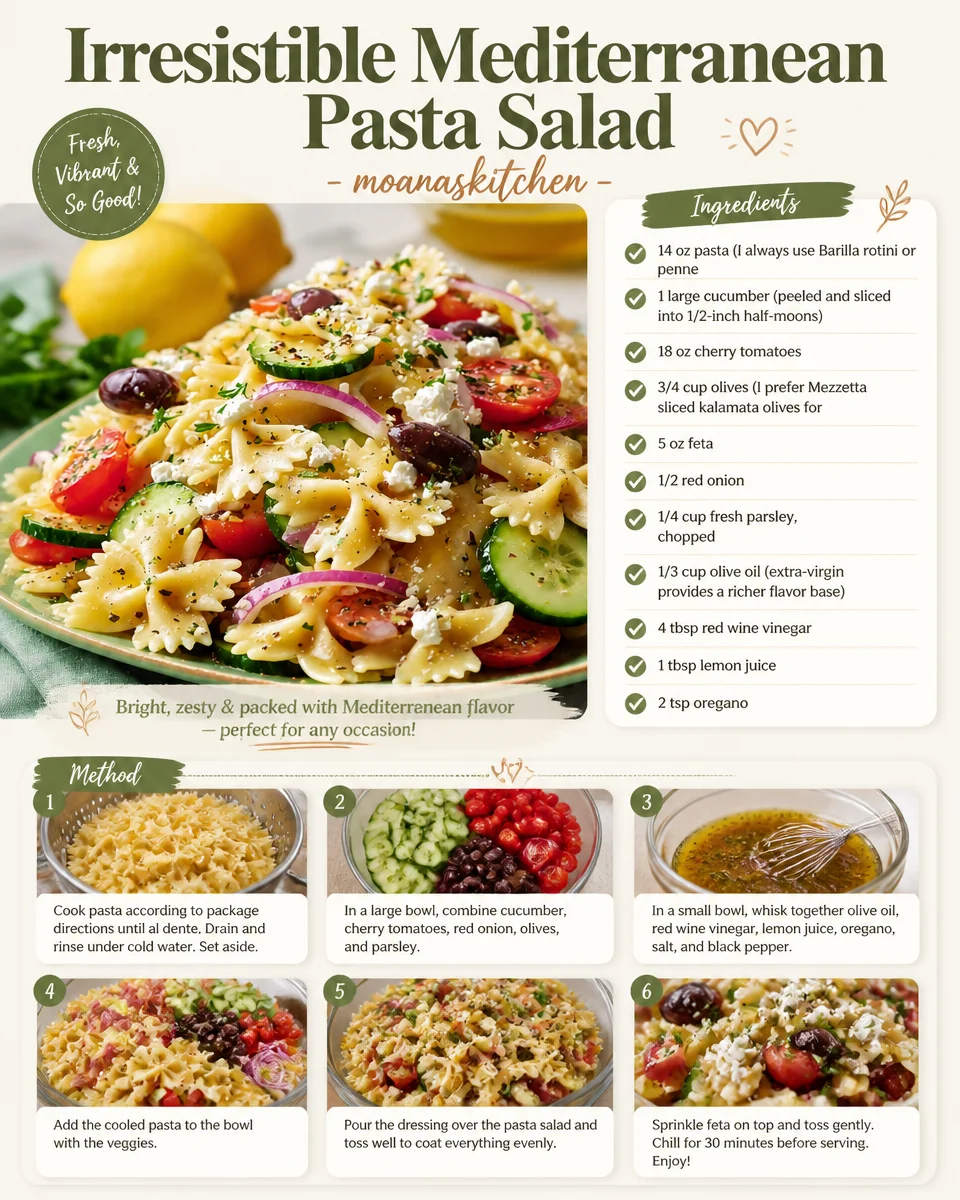 Irresistible Mediterranean Pasta Salad - Moana's Kitchen