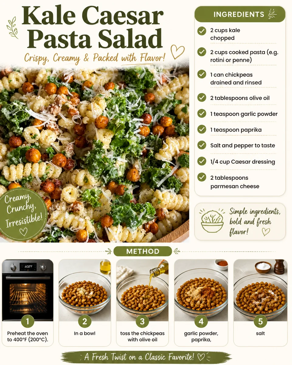 Kale Caesar Pasta Salad