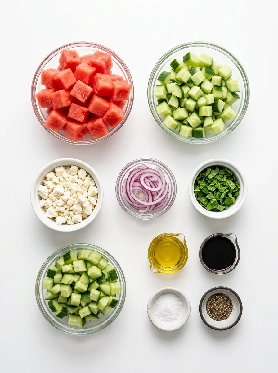 Watermelon Cucumber Salad with Vegan Feta