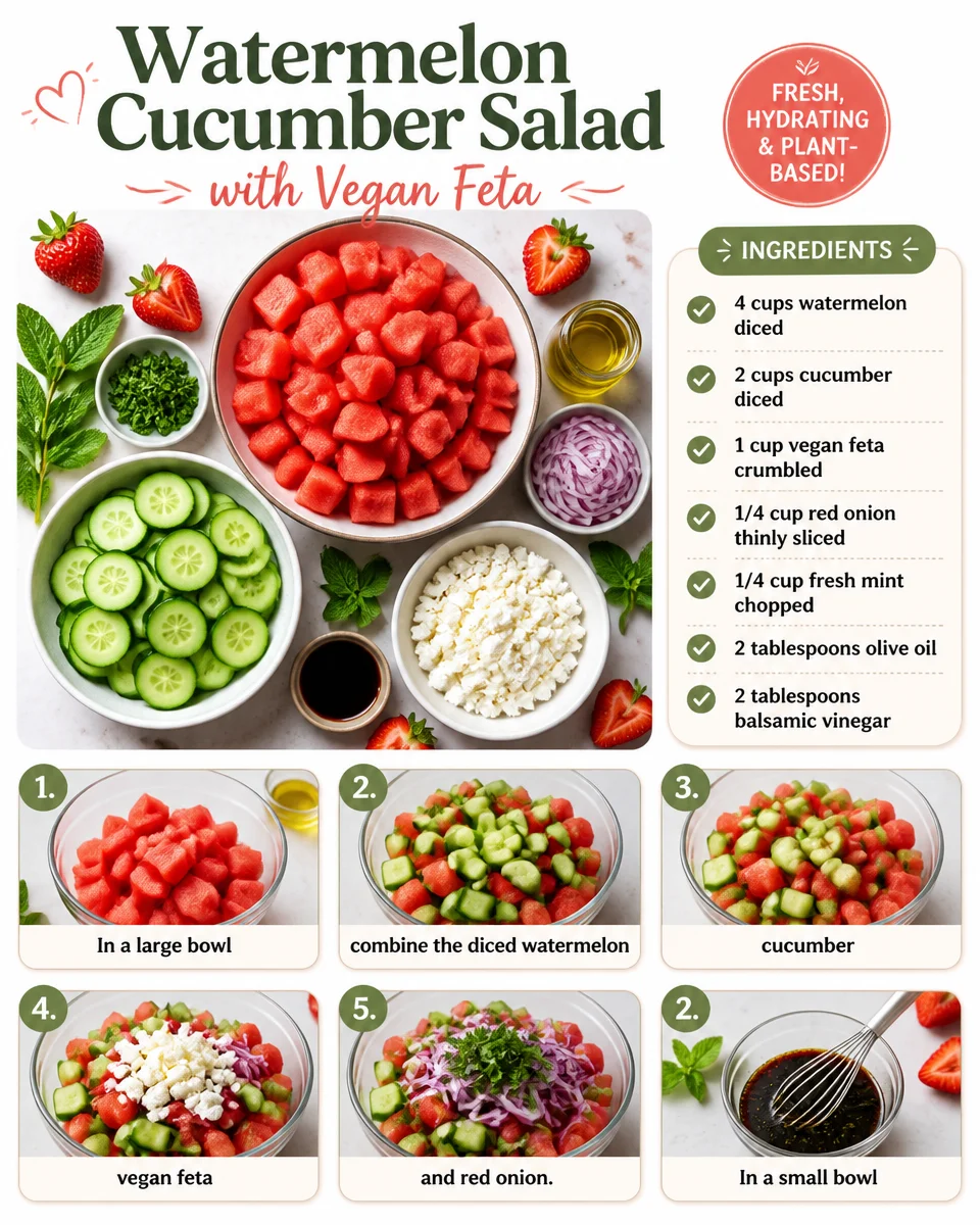 Watermelon Cucumber Salad with Vegan Feta
