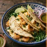 Plate of tantalizing Governor Tacos garnished with fresh ingredients