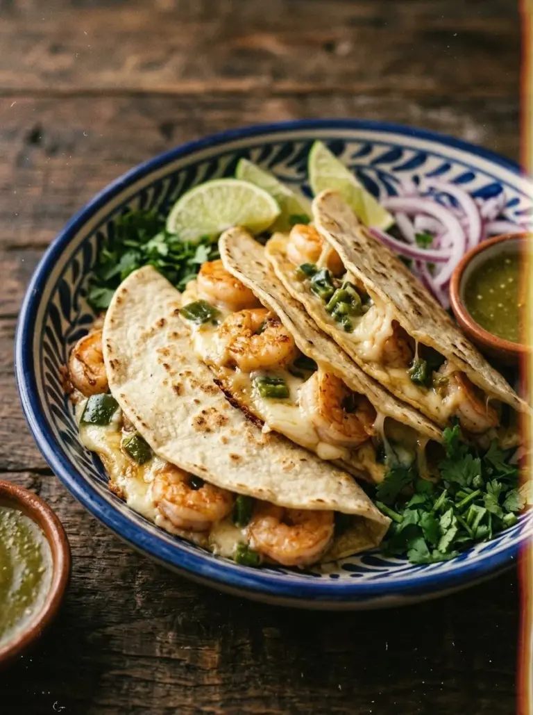 Plate of tantalizing Governor Tacos garnished with fresh ingredients