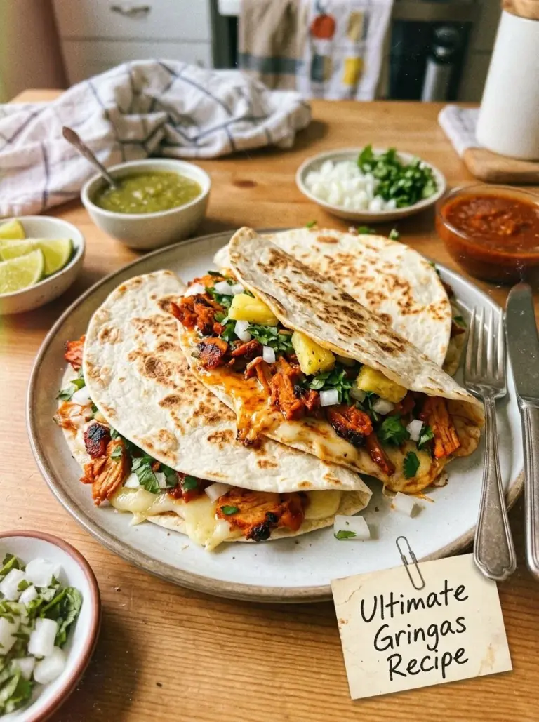 Delicious gringas made with tortillas and melted cheese, served with salsa.