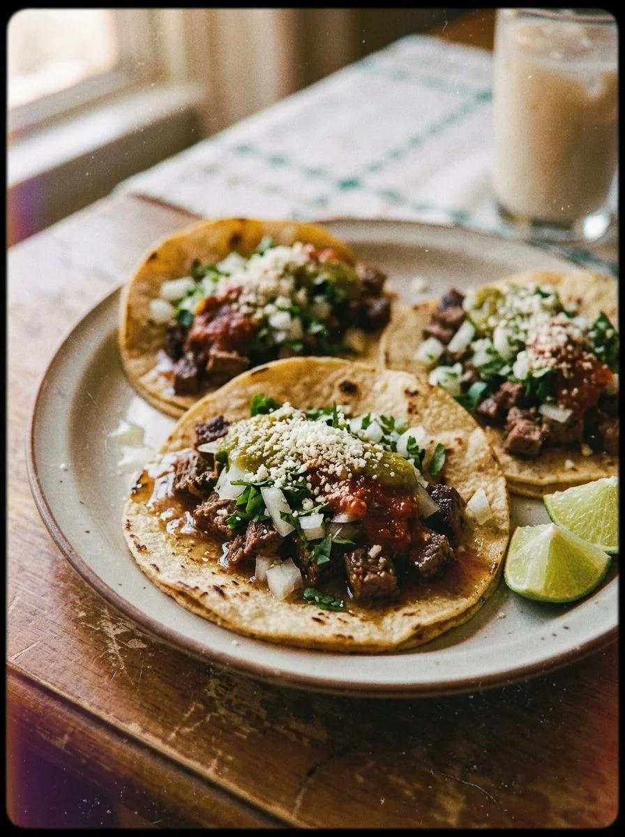 Delicious grilled beef tacos topped with fresh ingredients and served in soft tortillas